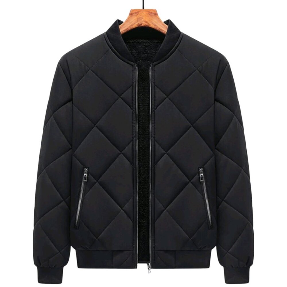 🔥 Sleek Men’s Black Puffer Bomber Jacket – Size XL Slim Fit NWOT🔥